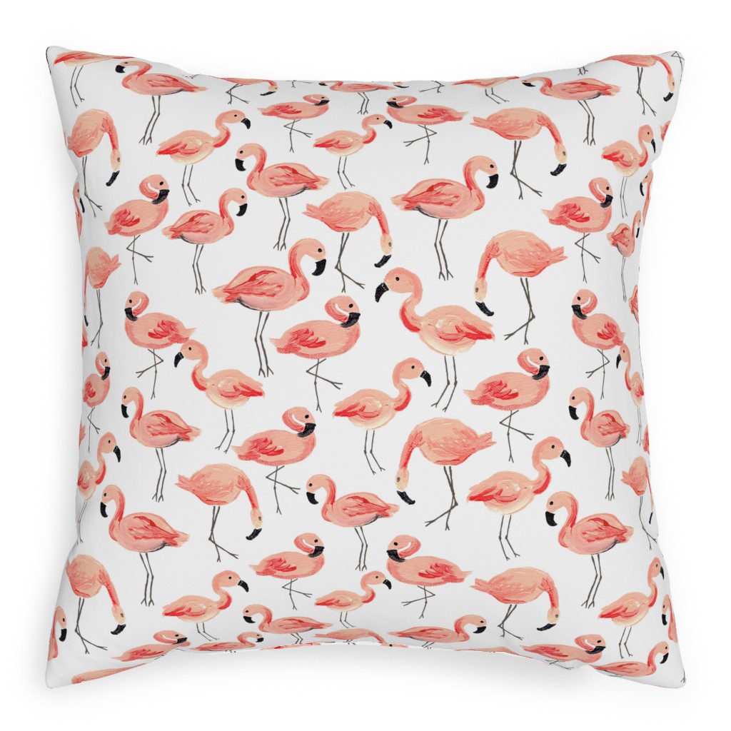 Flamingo Party - Pink Pillow, Woven, Black, 20x20, Single Sided, Pink