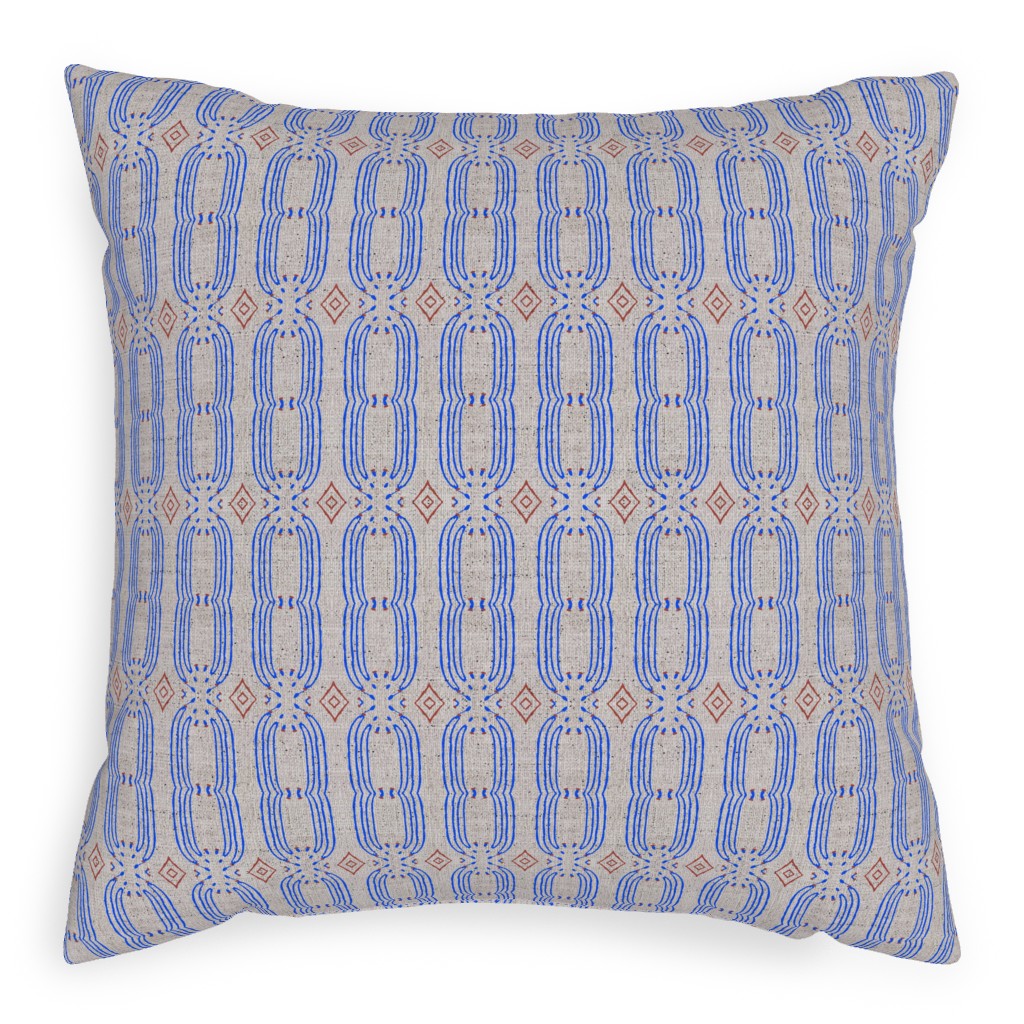French Linen Loop - Blue Pillow, Woven, Black, 20x20, Single Sided, Blue