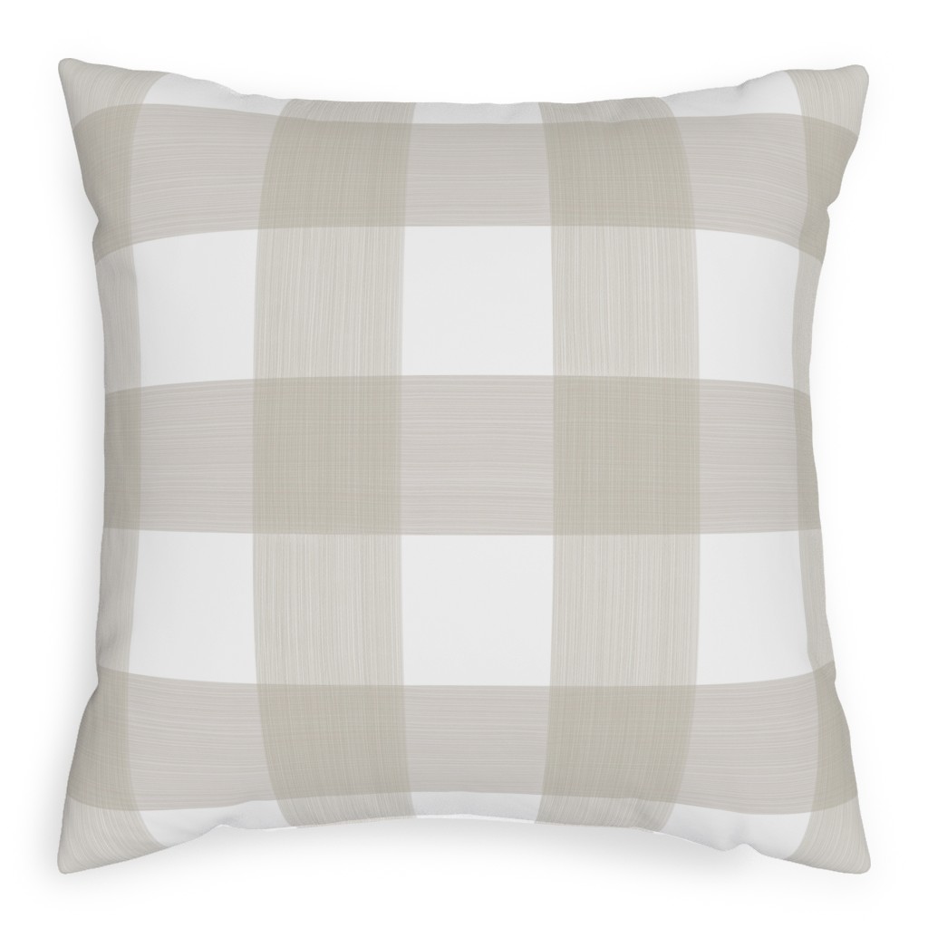 Buffalo Check Pillow, Woven, Black, 20x20, Single Sided, Beige, Wheat