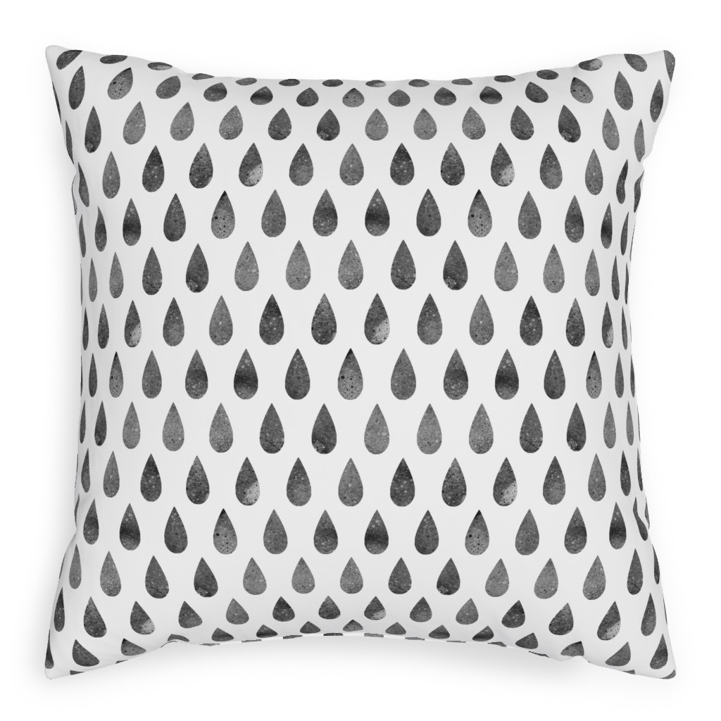 Drops Pillow, Woven, Black, 20x20, Single Sided, Gray, Fog