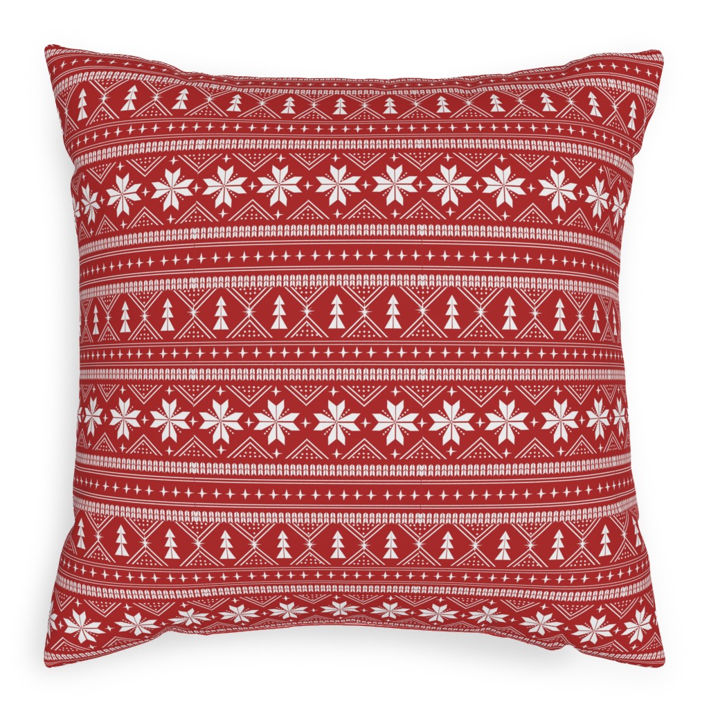 Nordic Sweater - Red Pillow, Woven, Black, 20x20, Single Sided, Red, Red