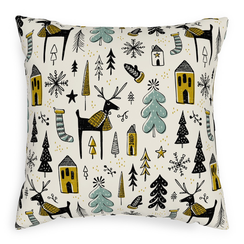 Christmas Wonderland - Light Pillow, Woven, Black, 20x20, Single Sided, Multicolor