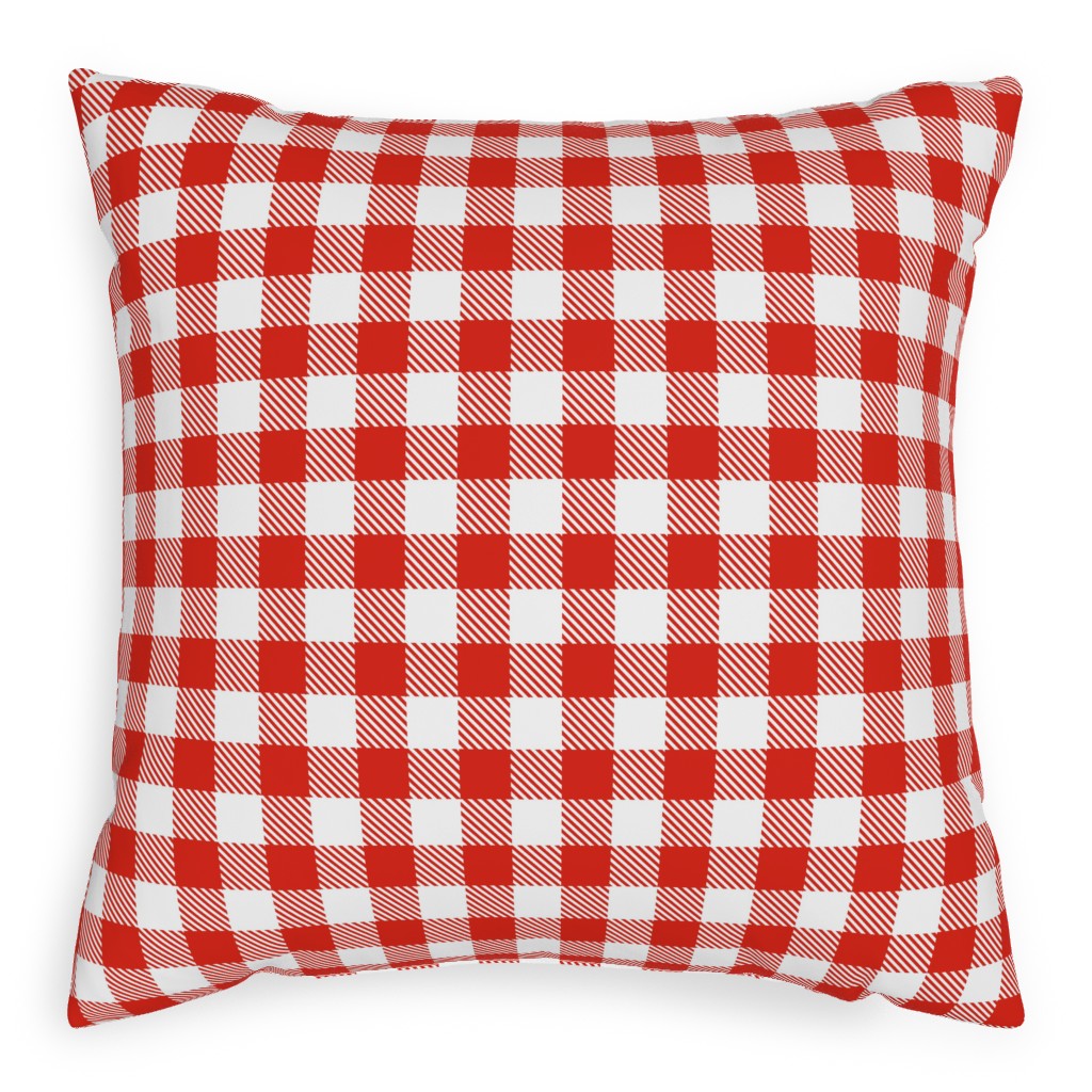 Red Gingham Pattern Pillow, Woven, Black, 20x20, Single Sided, Red