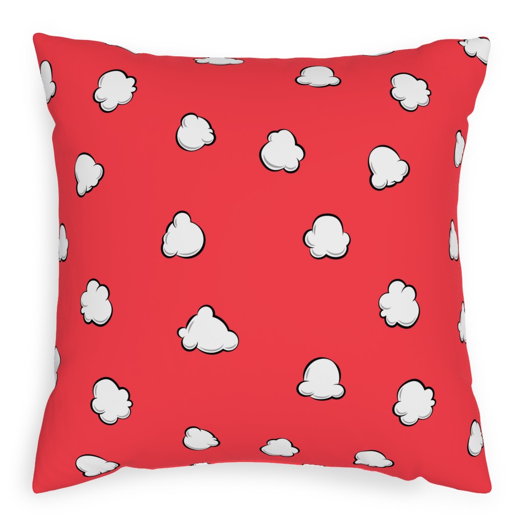 Popcorn - Red Pillow, Woven, Black, 20x20, Single Sided, Red