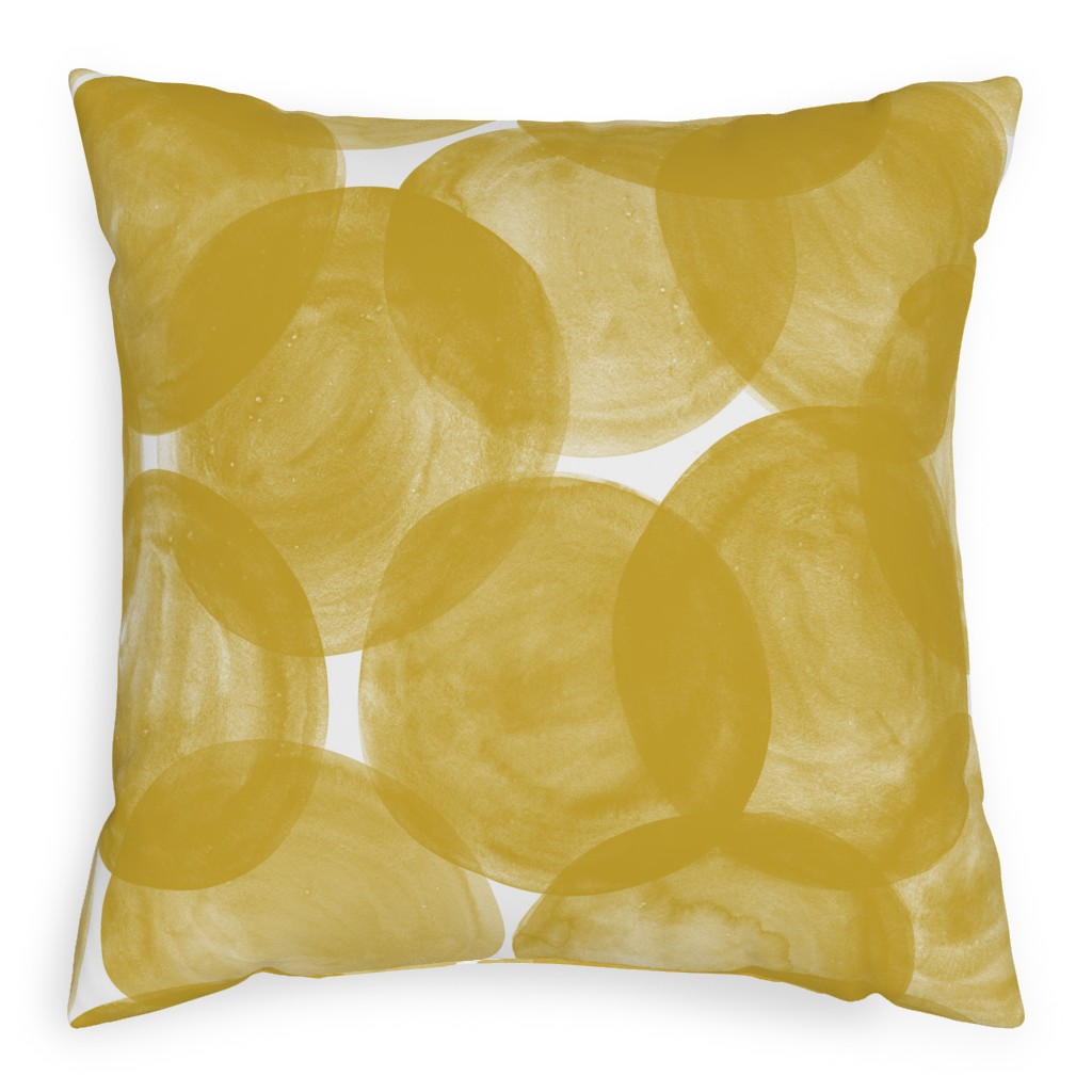 Watercolor Dots - Yellow Pillow, Woven, Black, 20x20, Single Sided, Yellow, Classic Yellow