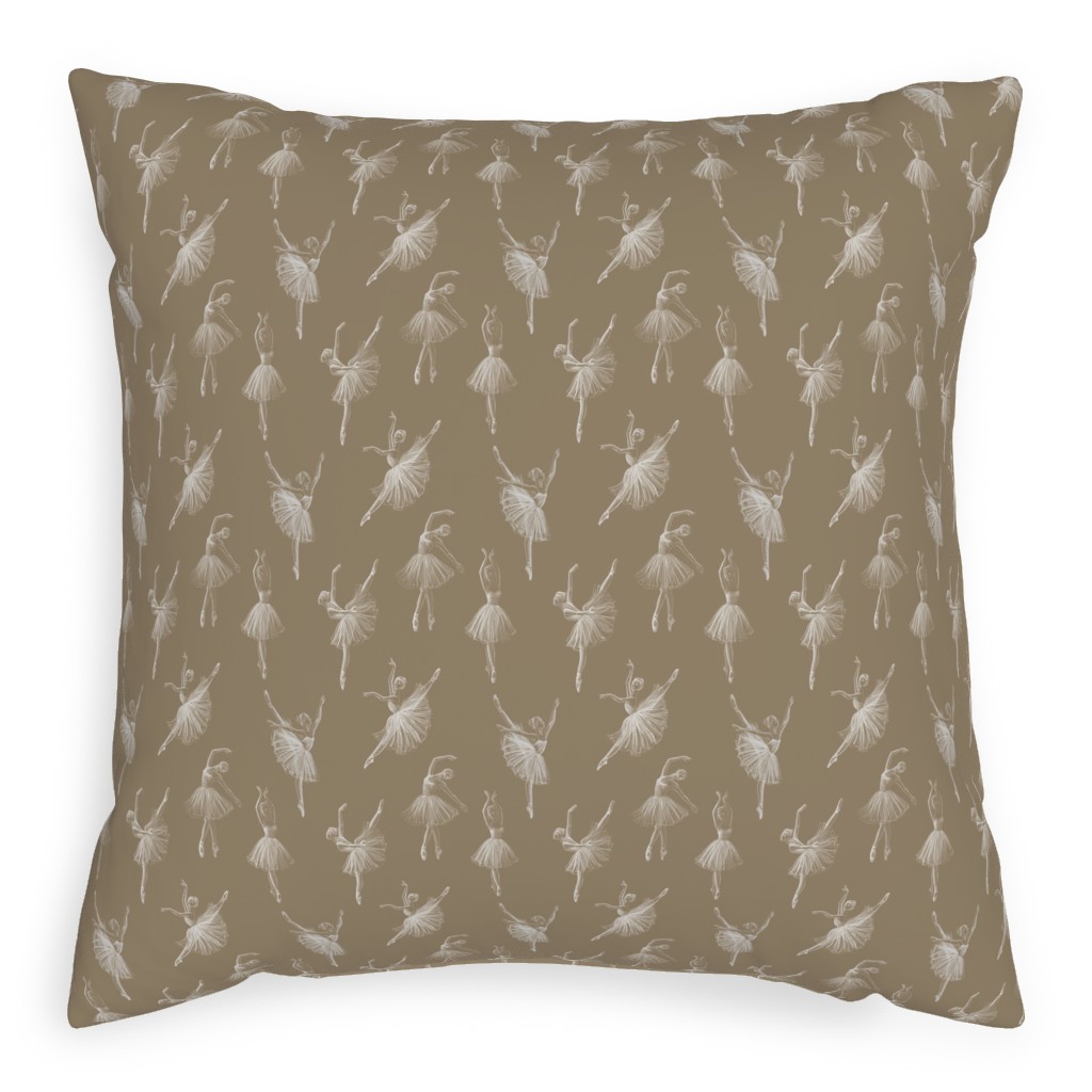 Ballerinas Pillow, Woven, Black, 20x20, Single Sided, Brown