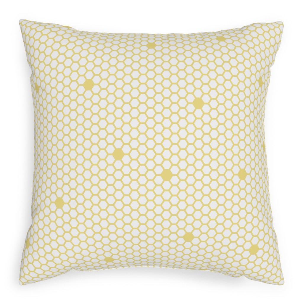 Honeycomb - Sugared Spring - Yellow Pillow, Woven, Black, 20x20, Single Sided, Yellow