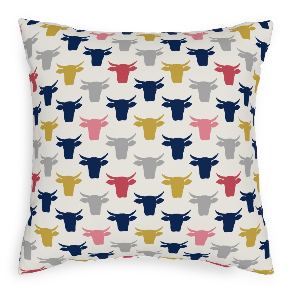 Cows Pillow, Woven, Black, 20x20, Single Sided, Multicolor