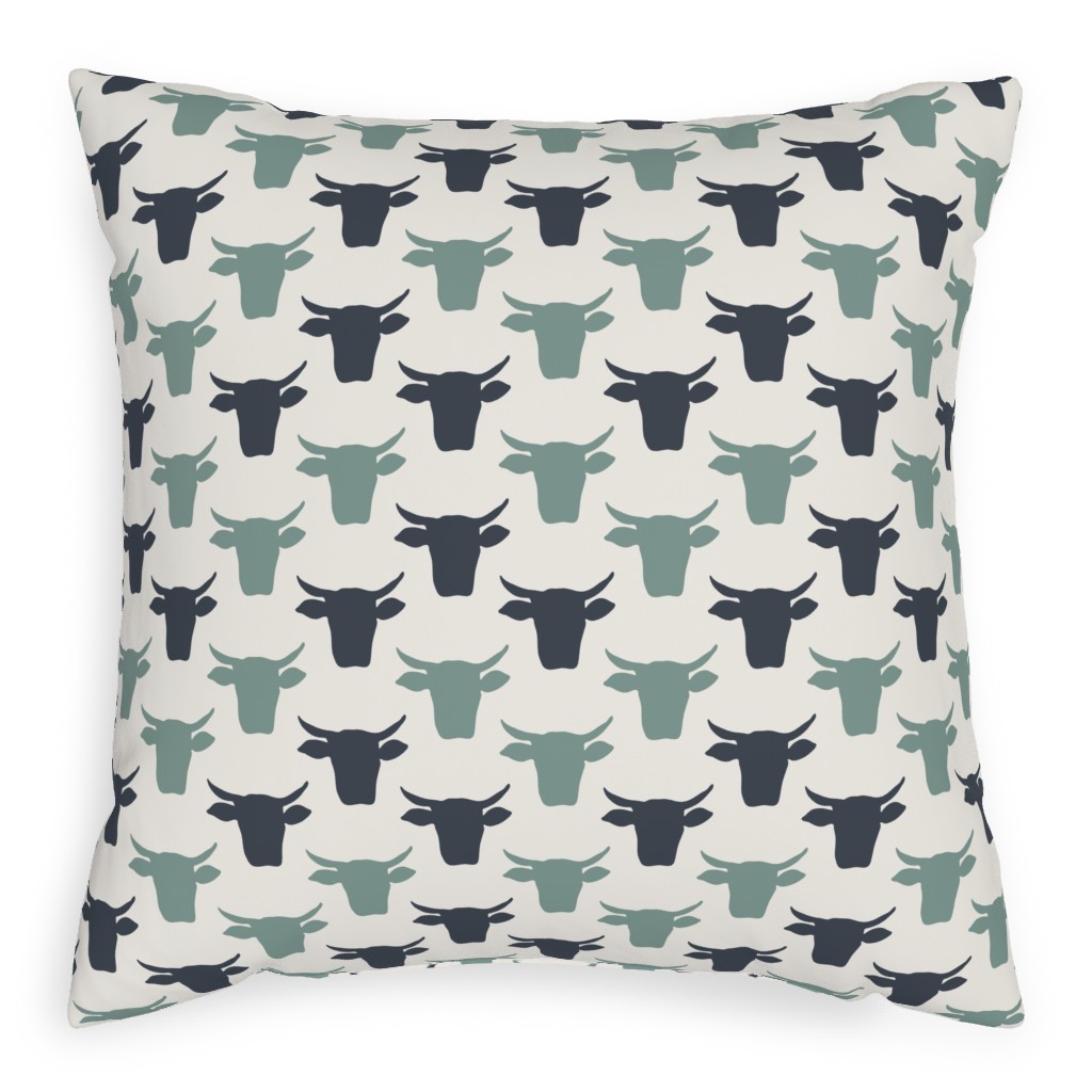 Cows Pillow, Woven, Black, 20x20, Single Sided, Green, Desert Green