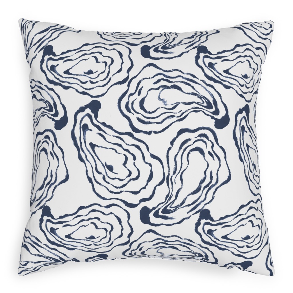 Oysters Paisley - Navy Pillow, Woven, Black, 20x20, Single Sided, Blue