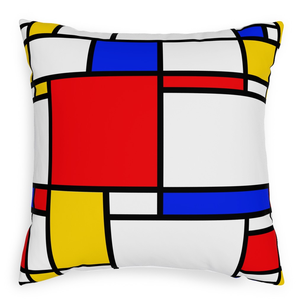 Mondrian Pillow, Woven, Black, 20x20, Single Sided, Multicolor