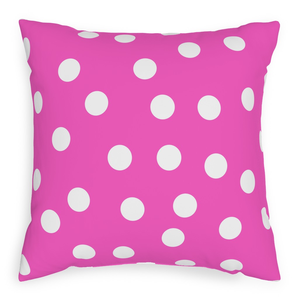Polka Dot Scatter - Pink Pillow, Woven, Black, 20x20, Single Sided, Pink