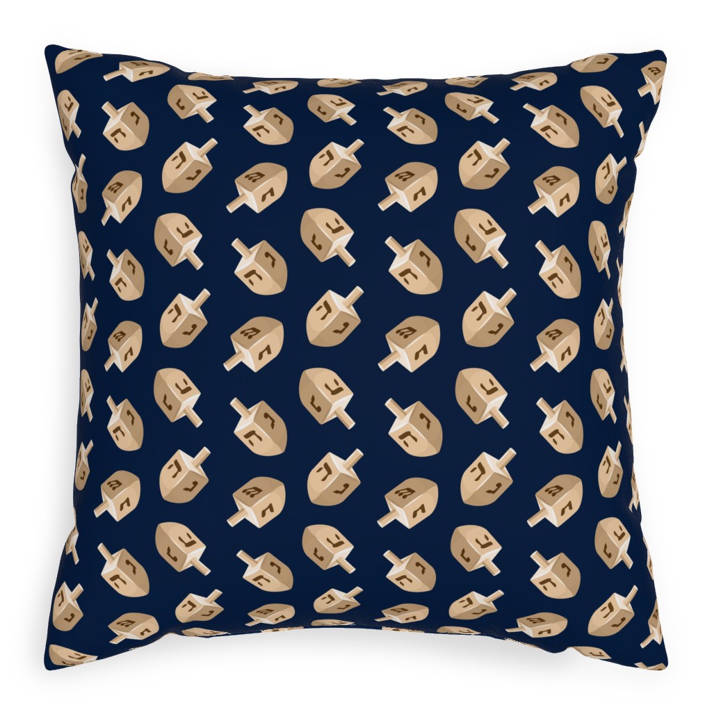 Dreidels Pillow, Woven, Black, 20x20, Single Sided, Blue, Park Night