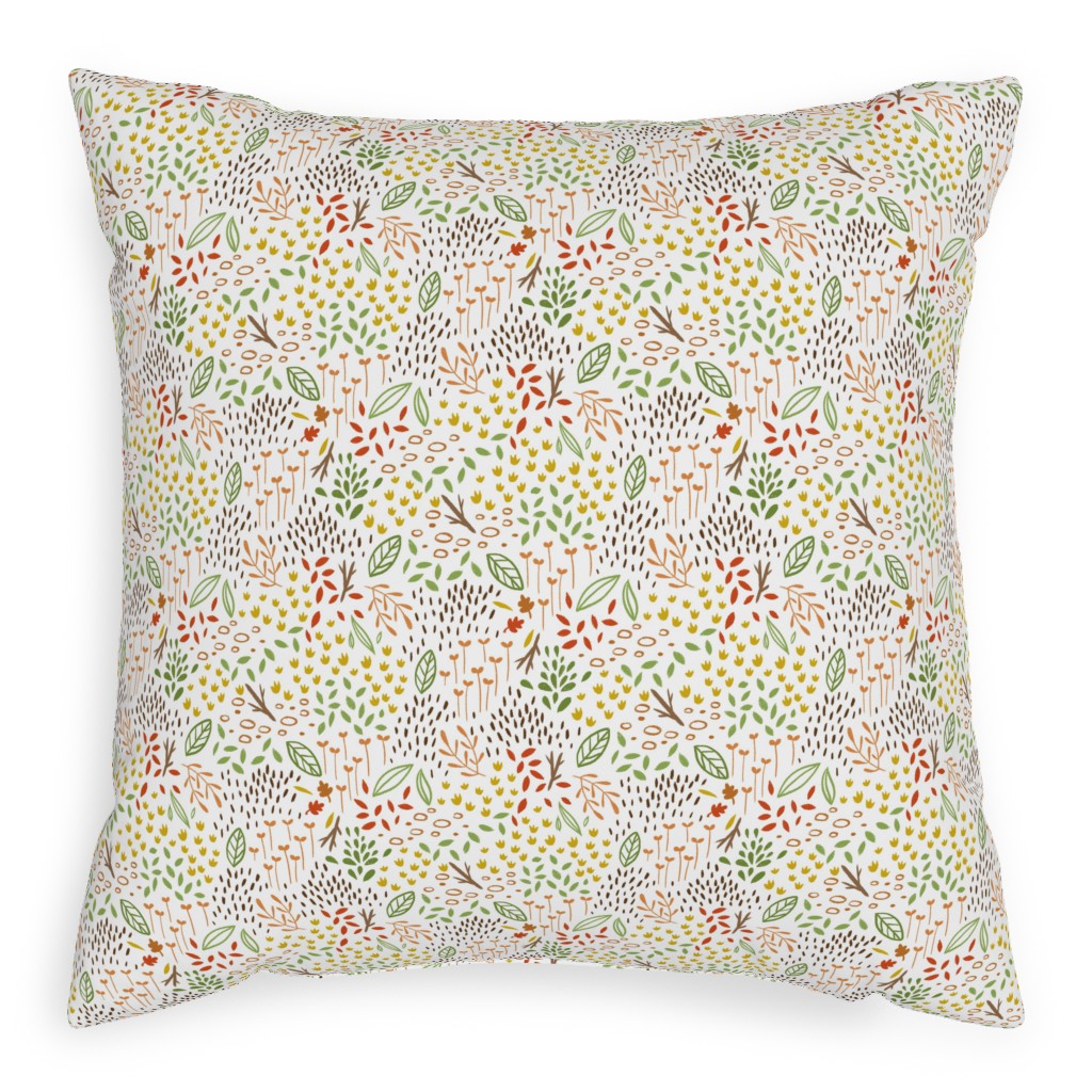 Tiny Leaves - Multi Pillow, Woven, Black, 20x20, Single Sided, Multicolor