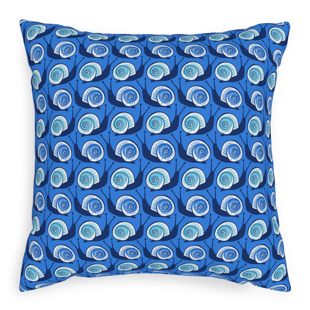 Snails Pillow, Woven, Black, 20x20, Single Sided, Blue, Ultramarine