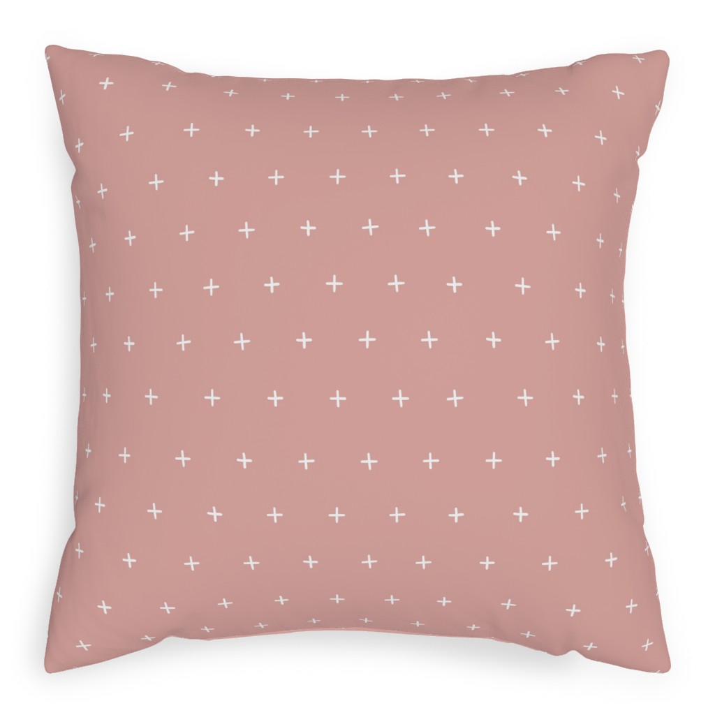 Plus on Dusty Pink Pillow, Woven, Black, 20x20, Single Sided, Pink
