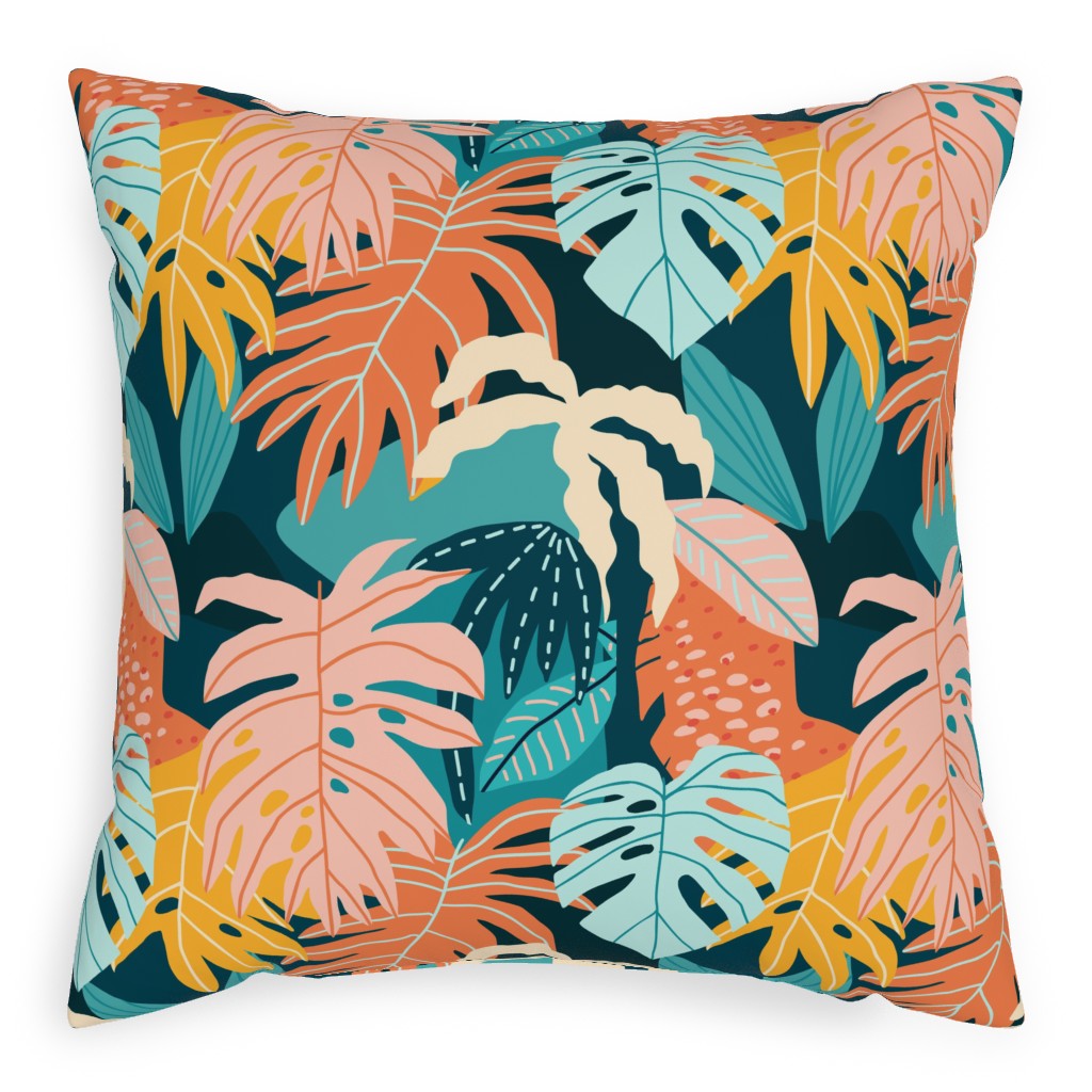 Colors of the Jungle - Multi Pillow, Woven, Black, 20x20, Single Sided, Multicolor