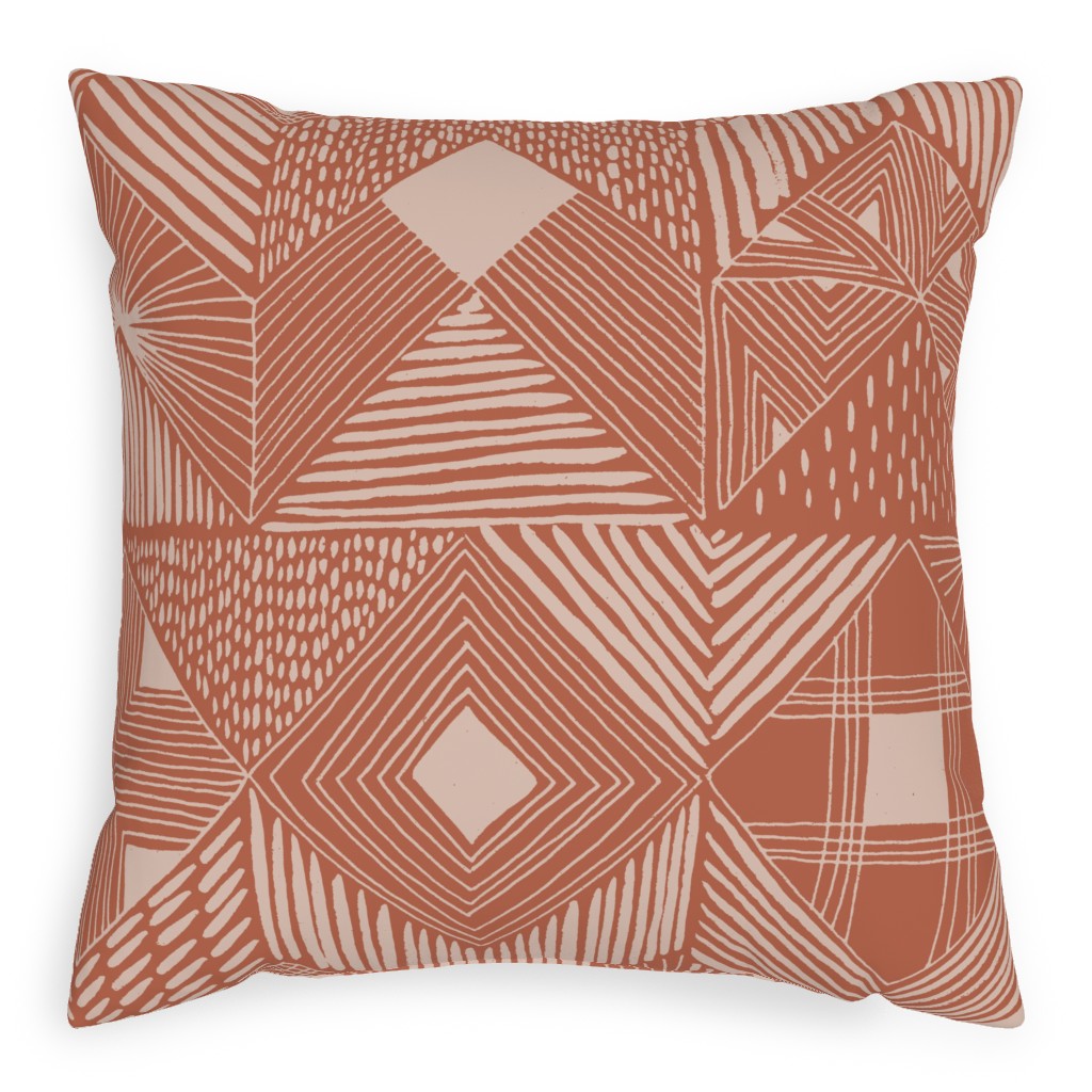 Neutral Retreat - Terracotta Pillow, Woven, Black, 20x20, Single Sided, Pink