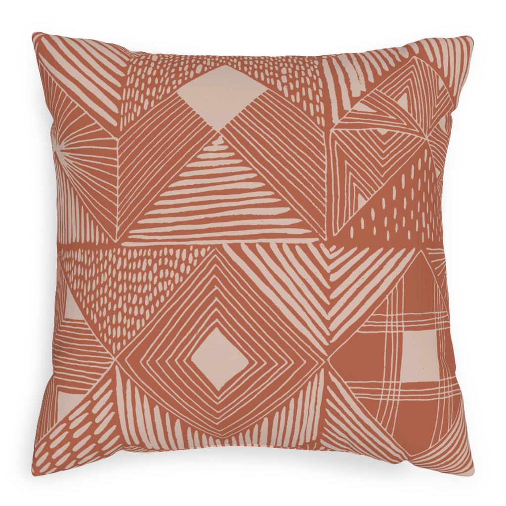 Neutral Retreat - Terracotta Pillow, Woven, Black, 20x20, Single Sided, Pink, Bright Pink