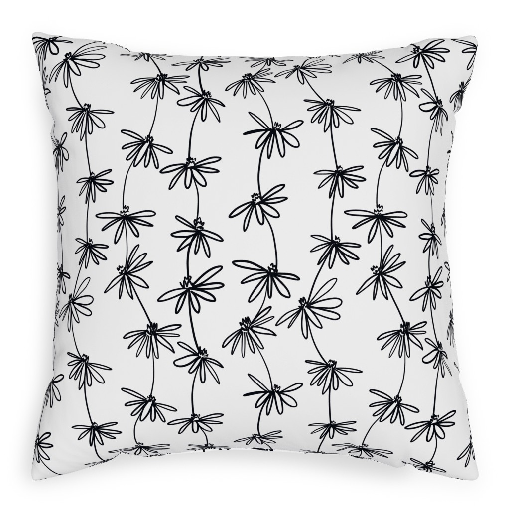 Daisy Chain - Black and White Pillow, Woven, Black, 20x20, Single Sided, White, White