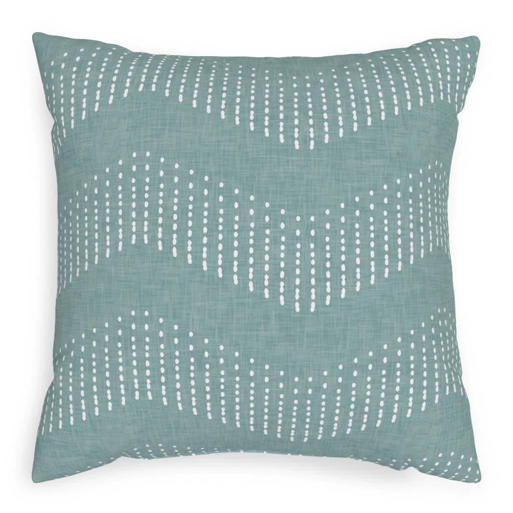 Arcadia Dashy Chevron - Dusty Blue Pillow, Woven, Black, 20x20, Single Sided, Blue, True Blue