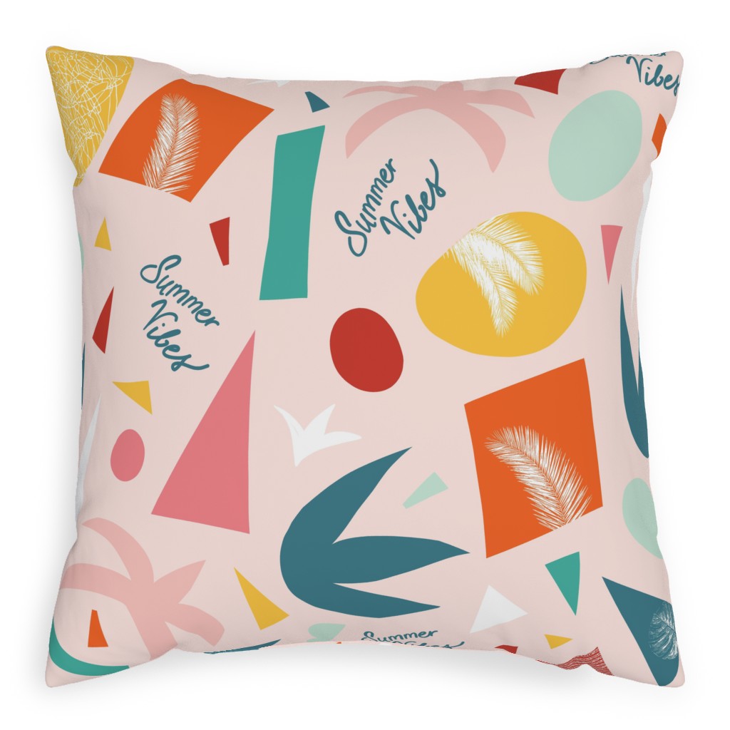 Summer Vibes Abstract Shapes Pillow, Woven, Black, 20x20, Single Sided, Multicolor