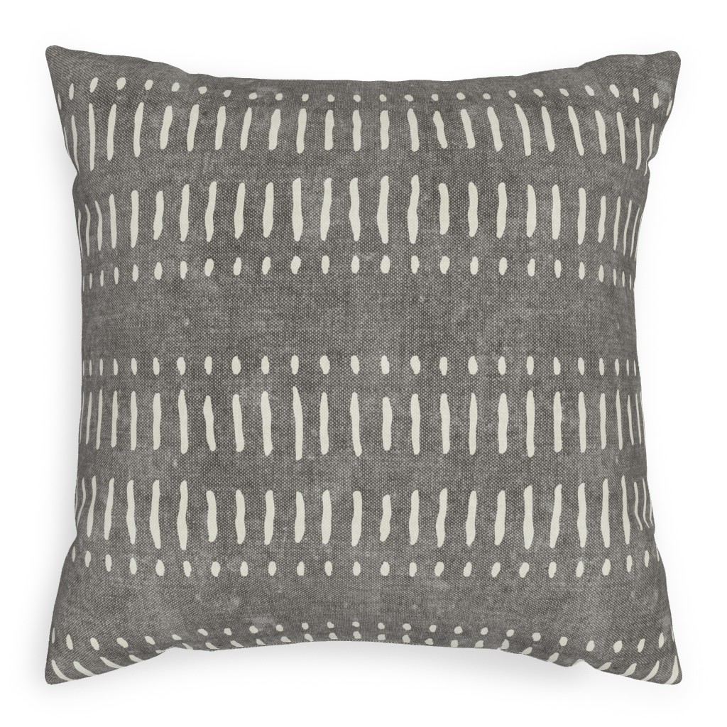 Dash Dot Stripes Pillow, Woven, Black, 20x20, Single Sided, Gray, Warm Gray