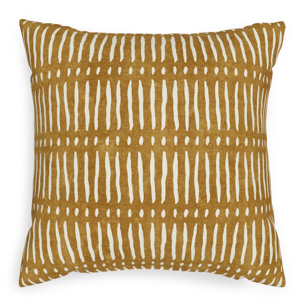 Vertical Dash Stripe Pillow, Woven, Black, 20x20, Single Sided, Yellow