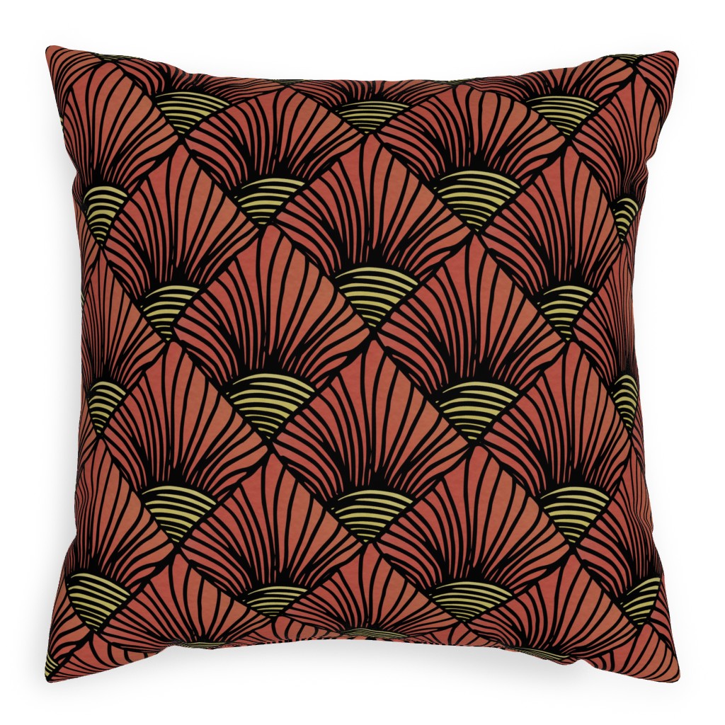 Art Deco Sunrise Pillow, Woven, Black, 20x20, Single Sided, Red