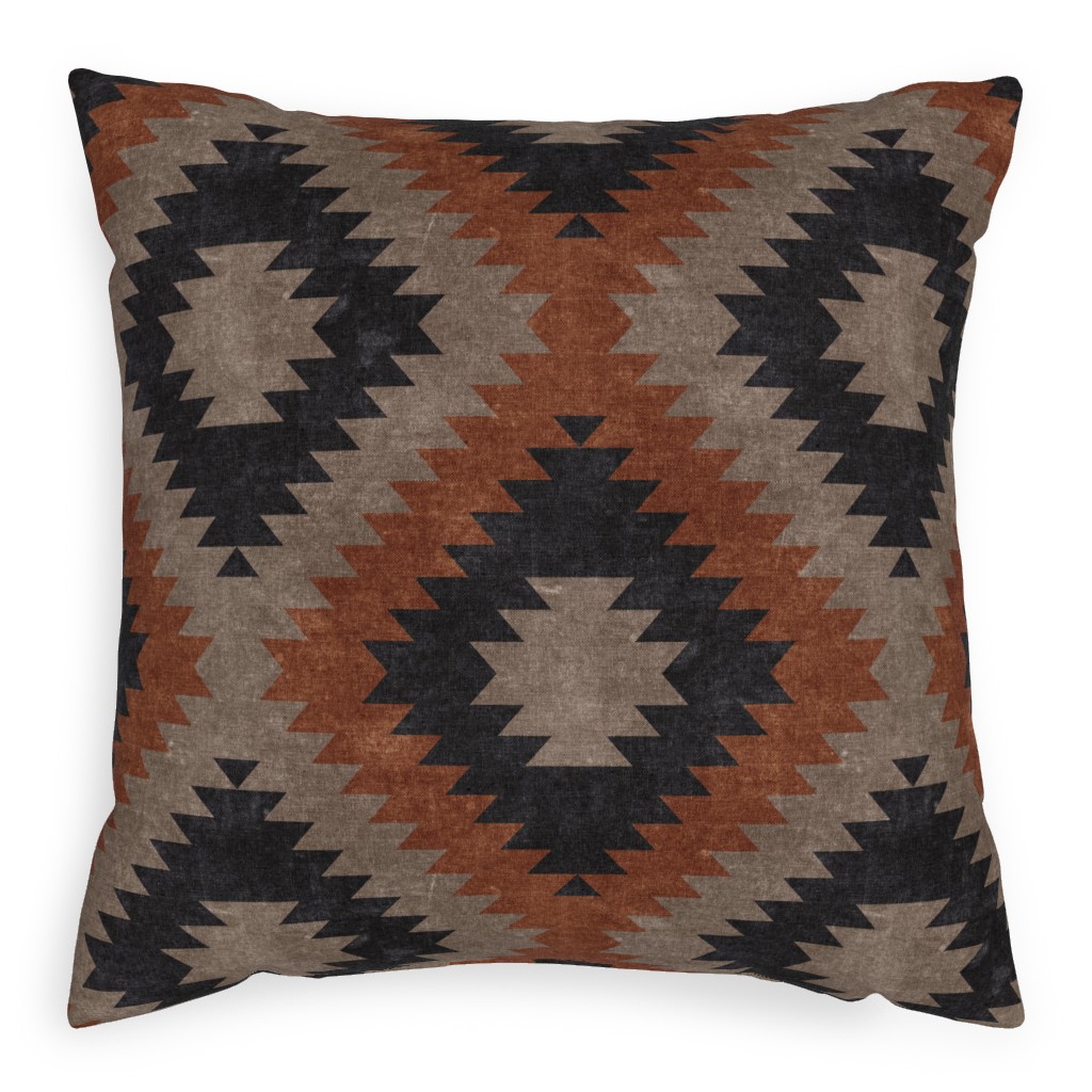 Tribal Southwest Boho Pillow, Woven, Black, 20x20, Single Sided, Brown