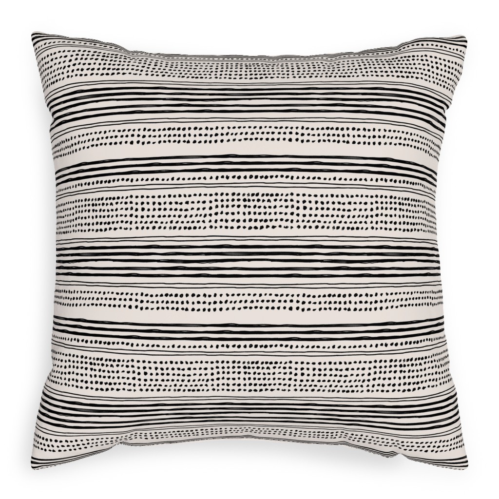Minimal Mudcloth Pillow, Woven, Black, 20x20, Single Sided, Beige, Charcoal