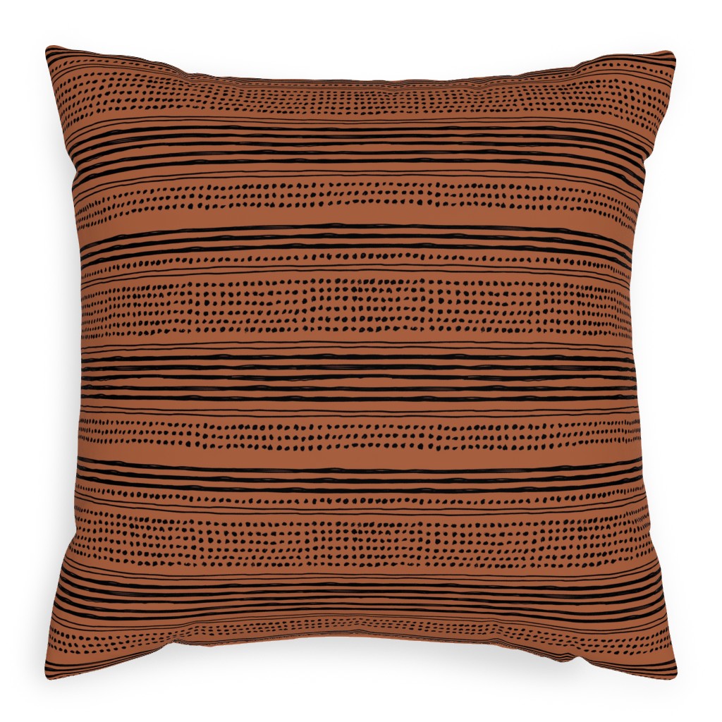 Minimal Mudcloth Pillow, Woven, Black, 20x20, Single Sided, Red, Earth