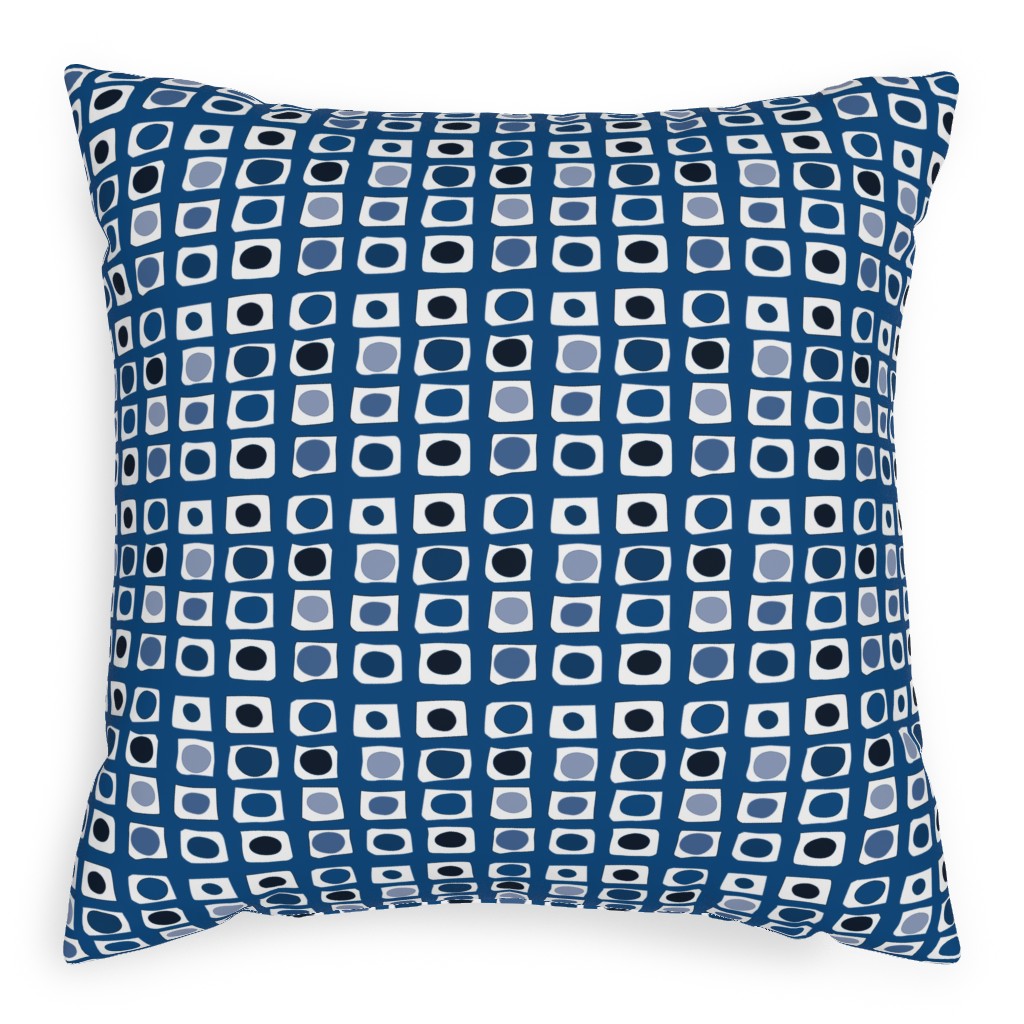 Little White Rectangles - Classic Blue Pillow, Woven, Black, 20x20, Single Sided, Blue