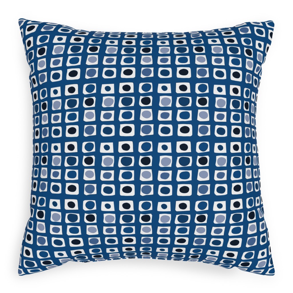 Little White Rectangles - Classic Blue Pillow, Woven, Black, 20x20, Single Sided, Blue, True Blue