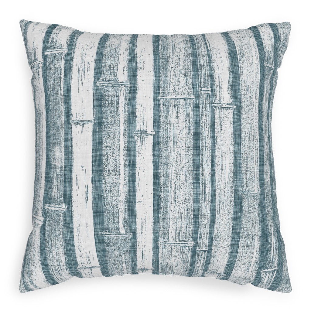 Bamboo - Grey Pillow, Woven, Black, 20x20, Single Sided, Blue
