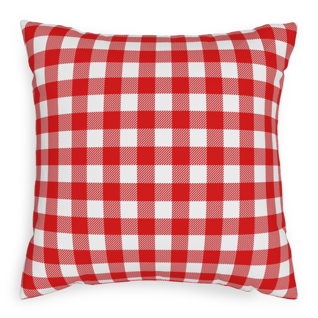 Buffalo Plaid Pillow, Woven, Black, 20x20, Single Sided, Red, Firecracker