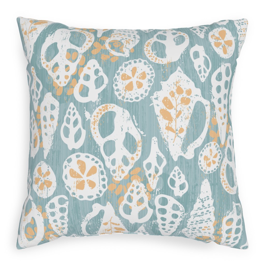 Beach Sunrise - Blue Pillow, Woven, Black, 20x20, Single Sided, Blue, True Blue