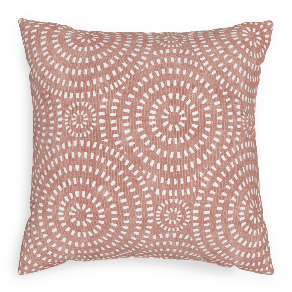 Bohemian Tiles - Circular - Pink Pillow, Woven, Black, 20x20, Single Sided, Pink, Bright Pink