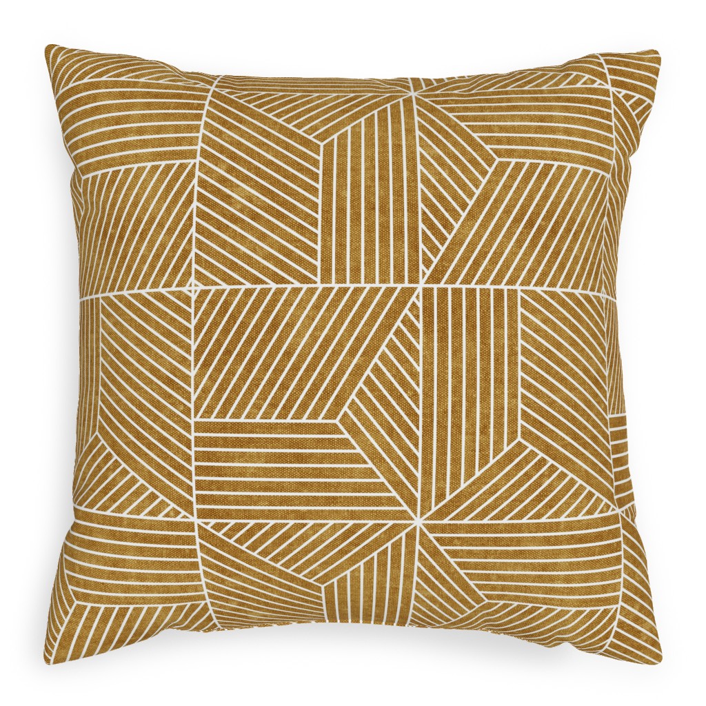 Bohemian Geometric Tiles - Mustard Pillow, Woven, Black, 20x20, Single Sided, Yellow, Classic Yellow