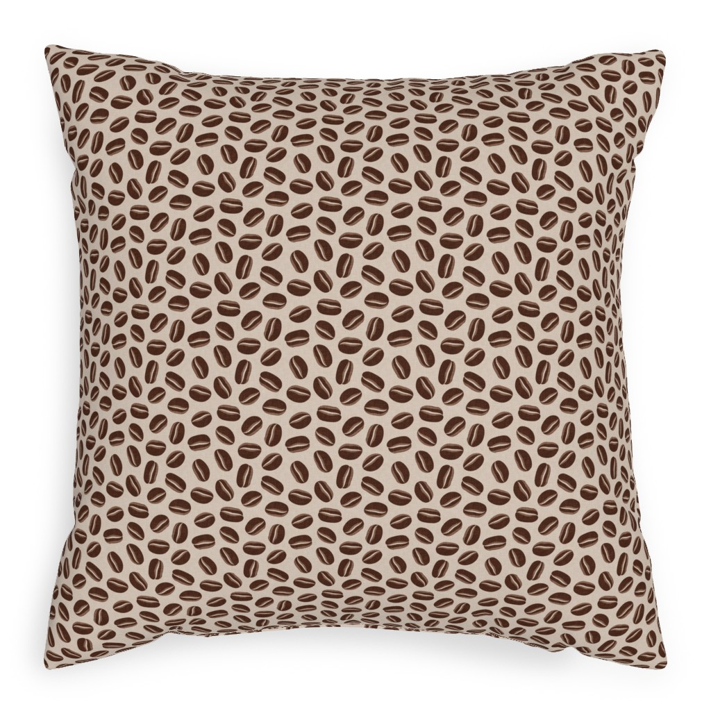 Coffee Beans - Coffee House - Beige Pillow, Woven, Beige, 20x20, Single Sided, Brown, Brown