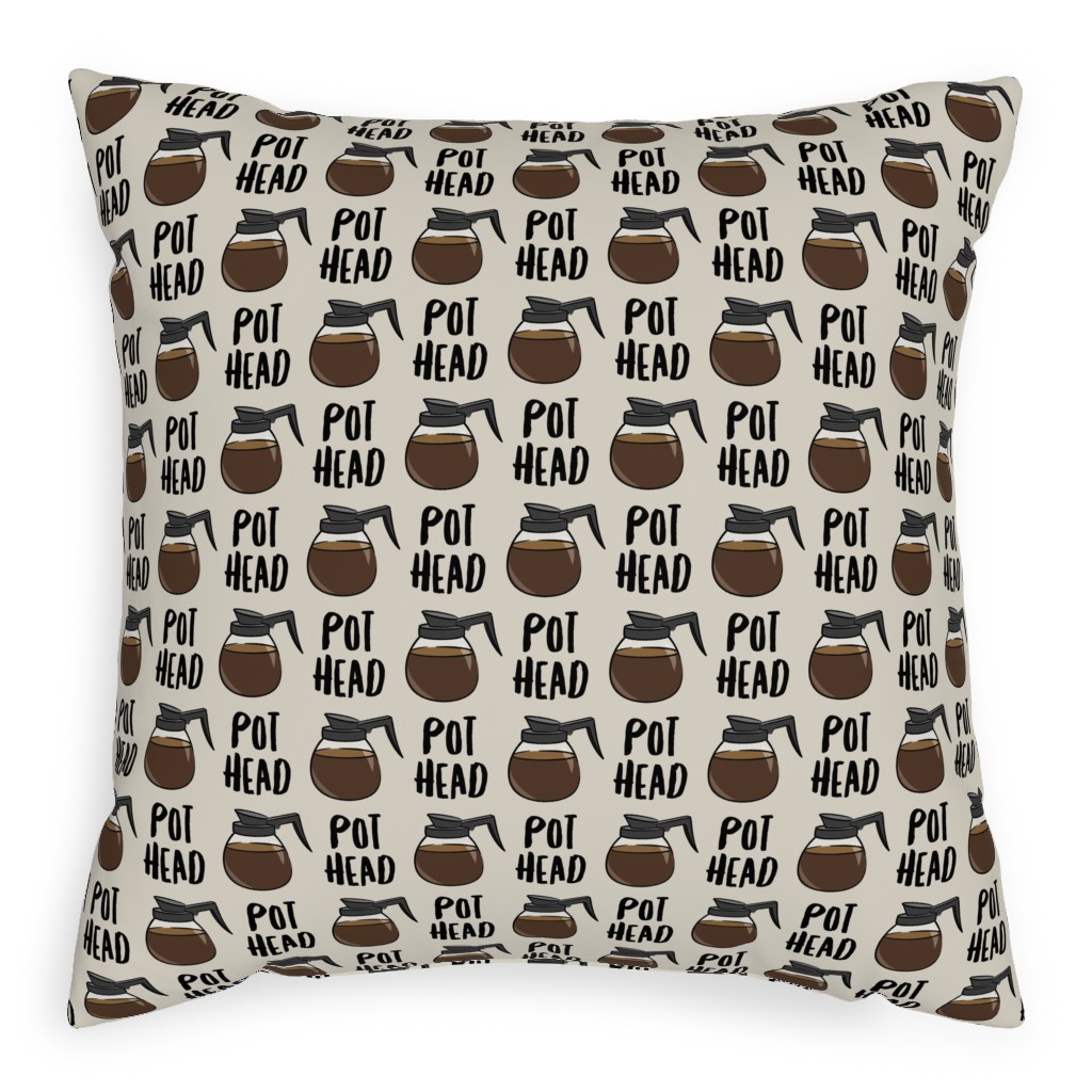 Coffee Pots - Beige Pillow, Woven, Beige, 20x20, Single Sided, Brown