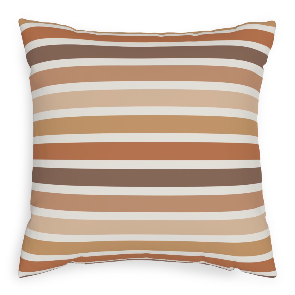 Retro Summer Stripe - Warm Tones Pillow, Woven, Beige, 20x20, Single Sided, Pink
