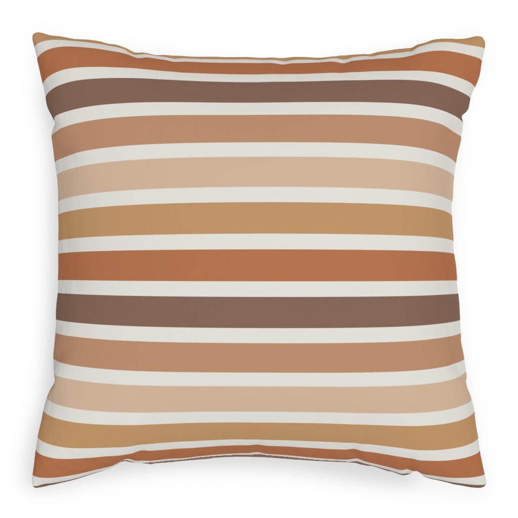 Retro Summer Stripe - Warm Tones Pillow, Woven, Beige, 20x20, Single Sided, Pink, Bright Pink