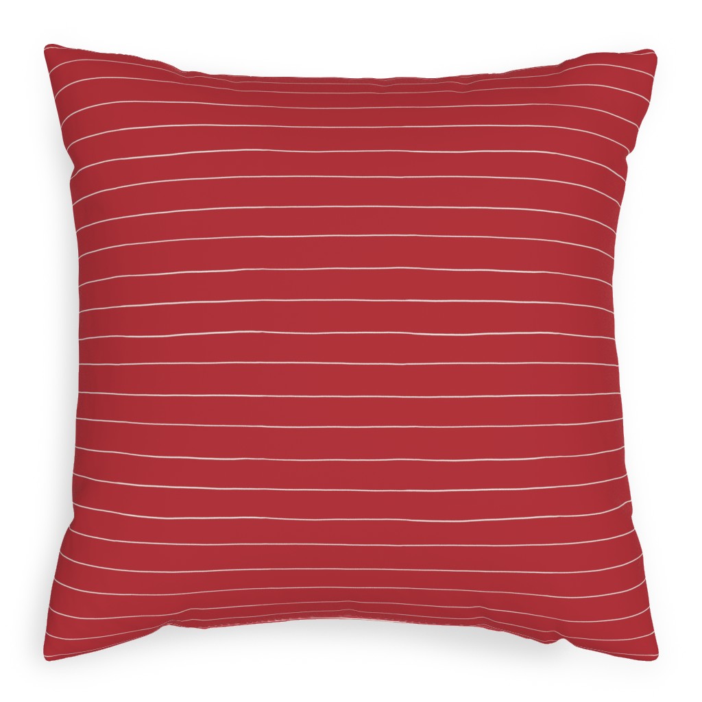 Christmas Stripes Pillow, Woven, Beige, 20x20, Single Sided, Red
