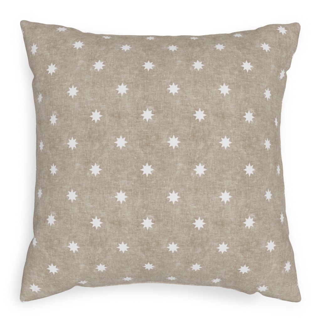 Vintage Stars Pillow, Woven, Beige, 20x20, Single Sided, Beige, Rye