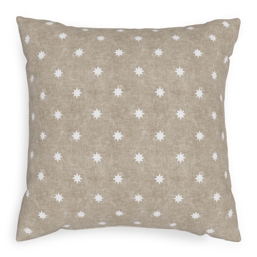 Vintage Stars Pillow, Woven, Beige, 20x20, Single Sided, Beige