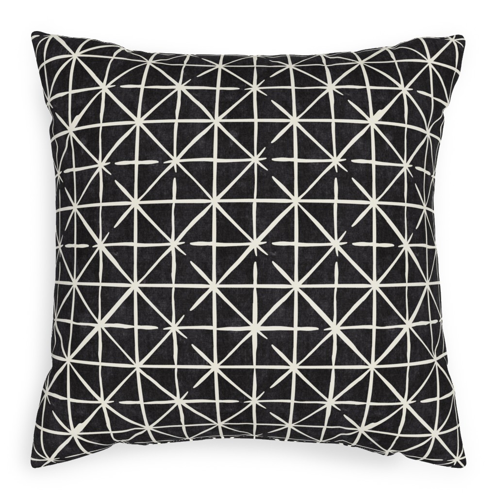 Geometric Triangles - Distressed Geometric Pillow, Woven, Beige, 20x20, Single Sided, Black