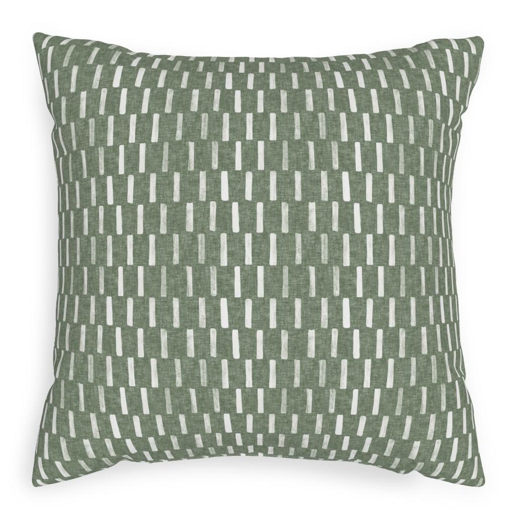 Block Print Dash - Sage Pillow, Woven, Beige, 20x20, Single Sided, Green, Classic Green