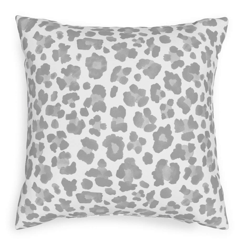 Light Grey Leopard Print Pillow, Woven, Beige, 20x20, Single Sided, Gray
