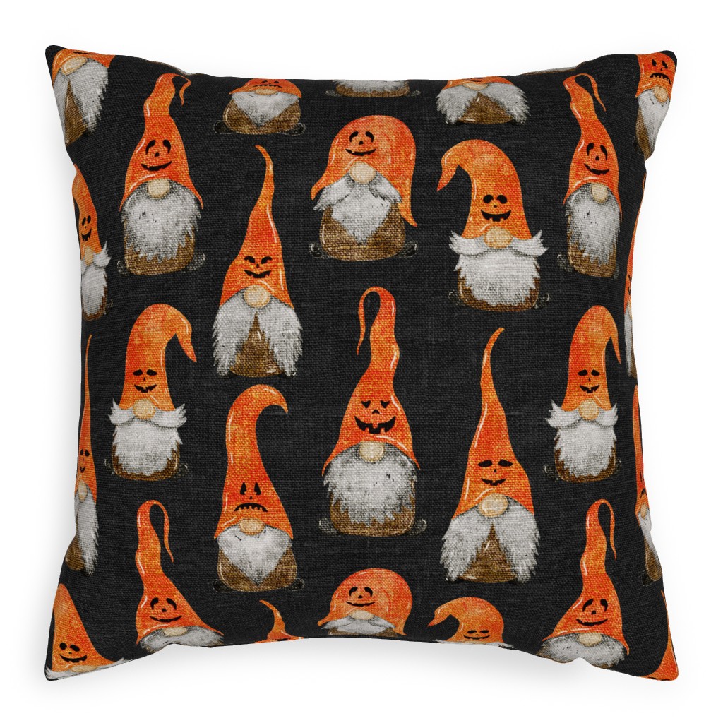 Festive Gnomes Pillow, Woven, Beige, 20x20, Single Sided, Multicolor, Charcoal